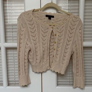 Express Beige Cropped Knit Cardigan